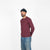 Heavy Duty Long Sleeve Tee - Single Pocket -Burgandy - View 2